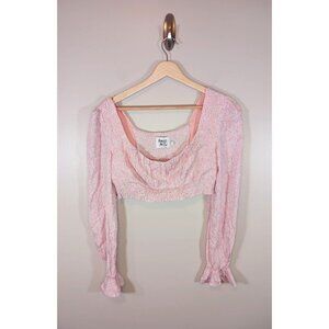 Princess Polly  Floral Cottagecore Cropped Long Sleeve Top Women's Size 8